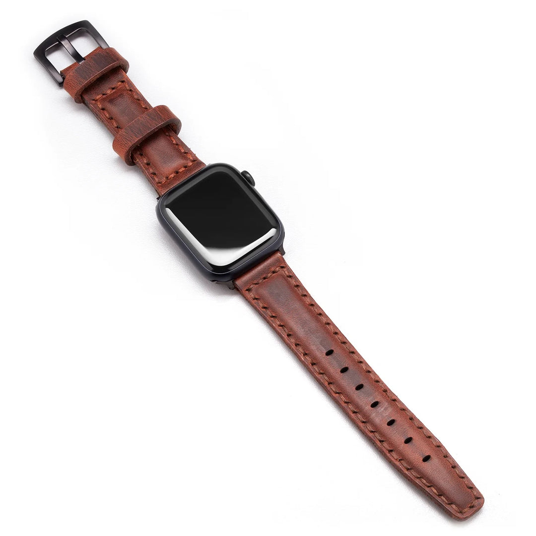 Handgefertigtes Lederarmband für die Apple Watch Ultra 49 mm in Braun