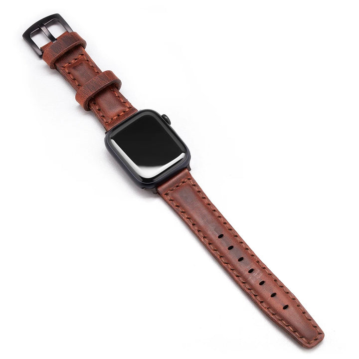 Apple Watch SE 2 2022 44 mm handgemaakte lederen bandriem bruin