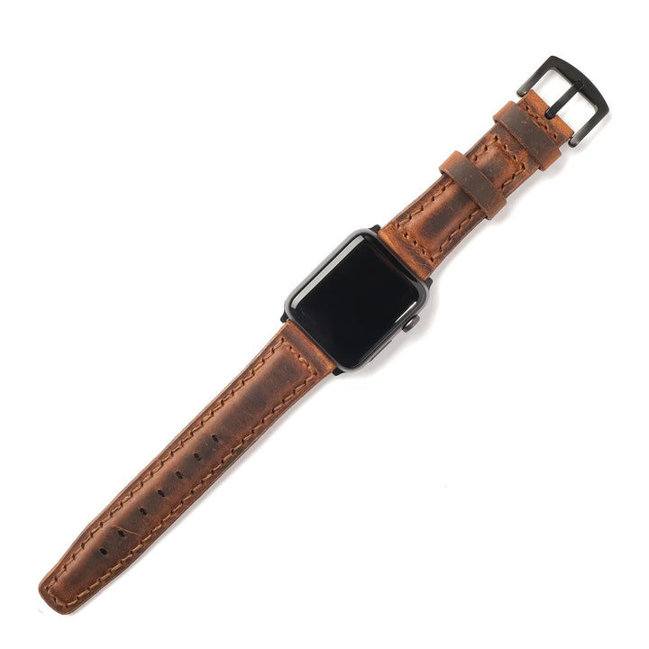 Handgefertigtes Lederarmband für die Apple Watch Ultra 49 mm in Braun