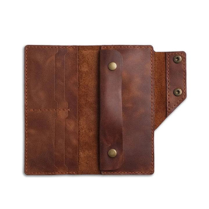Handmade Leather Long Wallet Tobacco